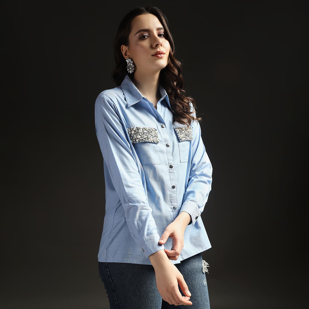 Starlight Pocket Shirt Sky Blue
